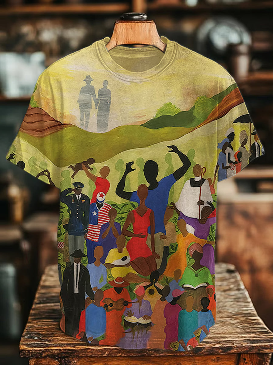 Men's Juneteenth Cheer Freedom And Independence Printed Short-Sleeved T-Shirt