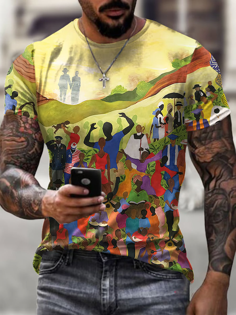 Men's Juneteenth Cheer Freedom And Independence Printed Short-Sleeved T-Shirt