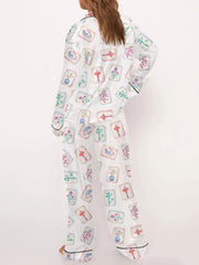 Women's Mahjong Printed Pants Pajama Set