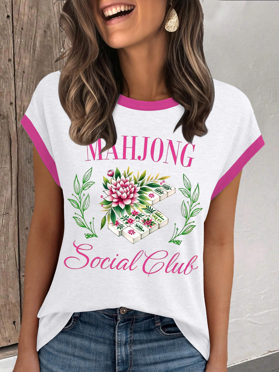 Women's mahiong social club casual t-shirt