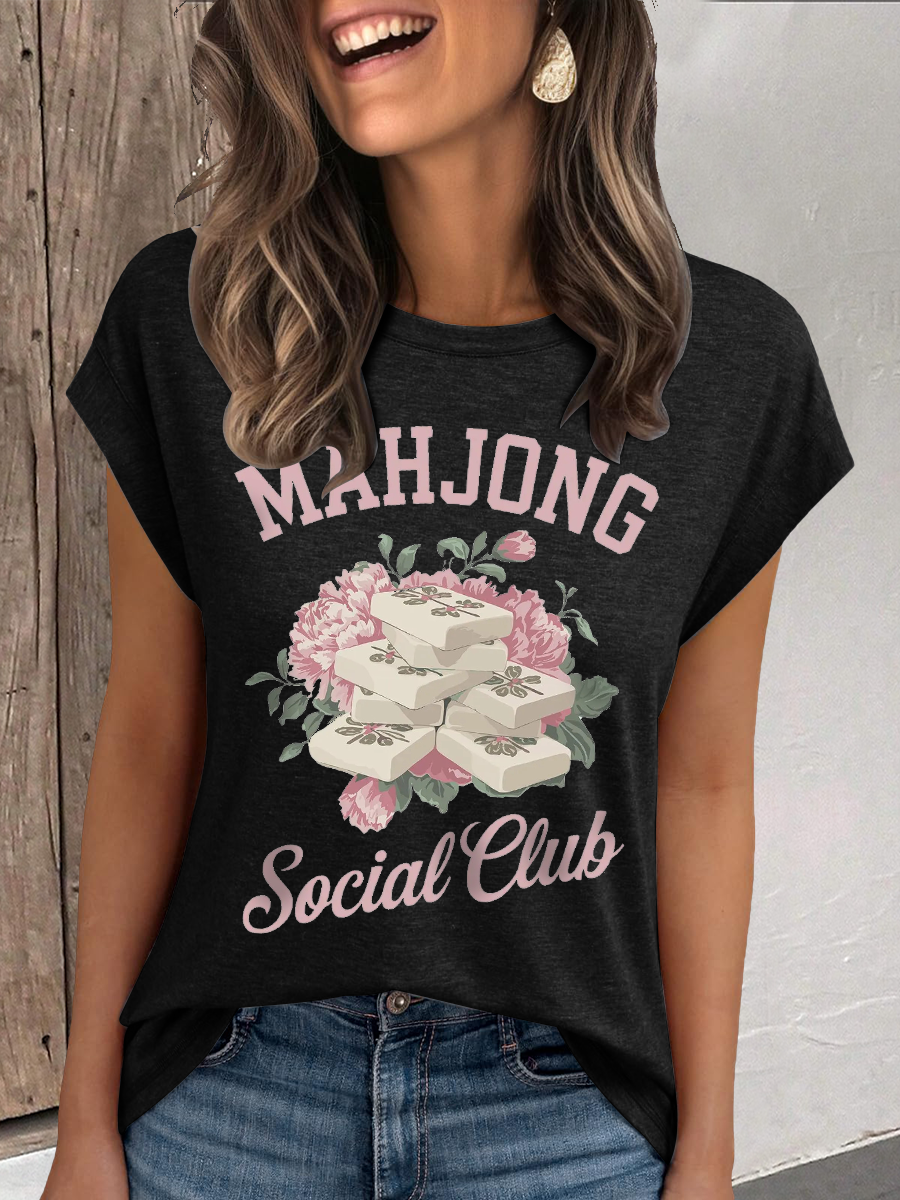 Women's mahjong social club T-shirt