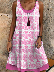 Women's Mahjong Printed Casual Dress