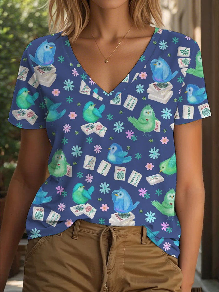 Women's Mahjong Printed Casual T-shirt