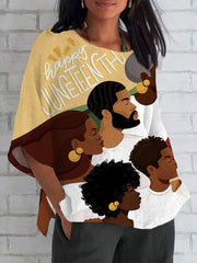 Women's Juneteenth Casual Cotton And Linen Shirt