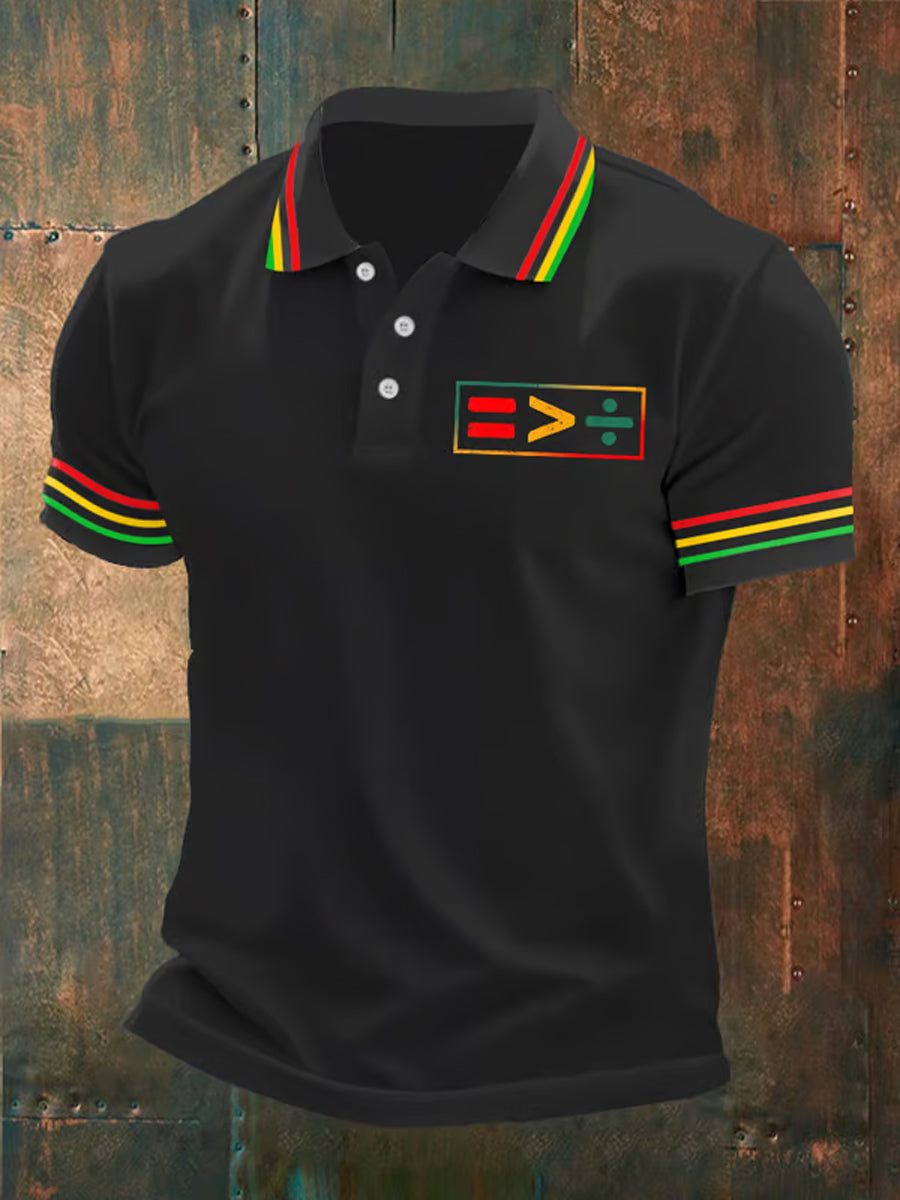 Men's Juneteenth Printed Casual Polo Shirt