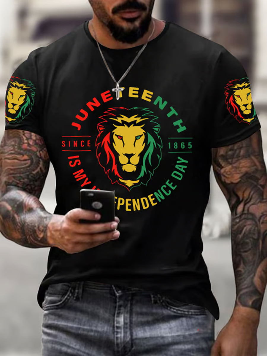 Men's Juneteenth 1865 Printed Round Neck T-Shirt