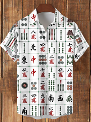 Men's Mahjong Printed Casual Shirt
