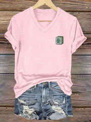 Women's Mahjong 'Fa' V-neck T-shirt