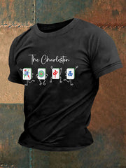 Men's Funny Mahjong Print T-shirt