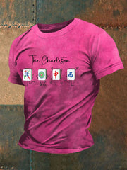 Men's Funny Mahjong Print T-shirt