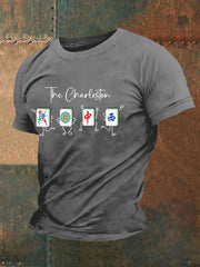 Men's Funny Mahjong Print T-shirt
