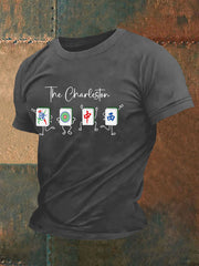 Men's Funny Mahjong Print T-shirt