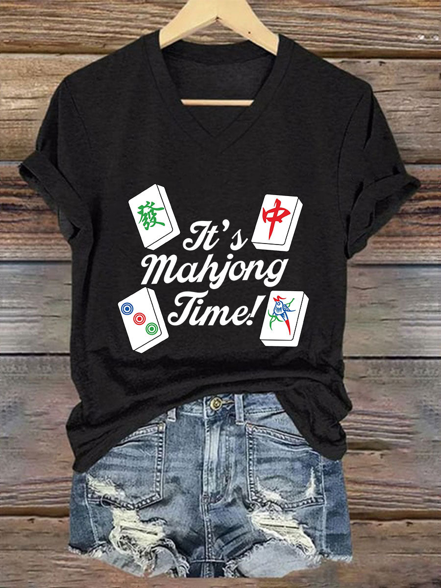 Women's It's mahjong time V-neck T-shirt