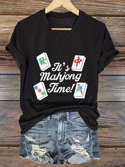 Women's It's mahjong time V-neck T-shirt