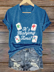 Women's It's mahjong time V-neck T-shirt