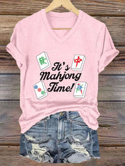 Women's It's mahjong time V-neck T-shirt