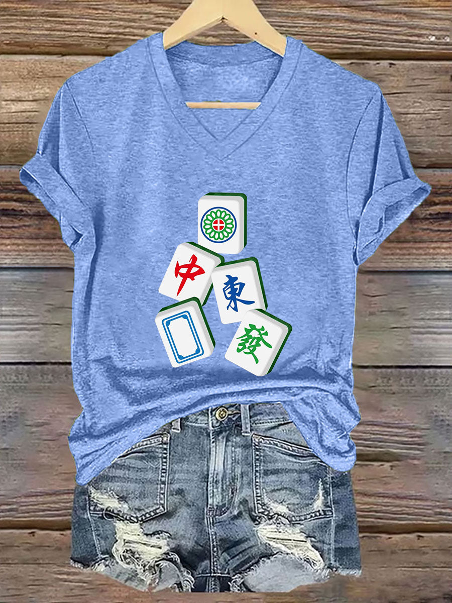 Women's It's mahjong time V-neck T-shirt
