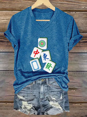 Women's It's mahjong time V-neck T-shirt