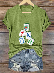 Women's It's mahjong time V-neck T-shirt