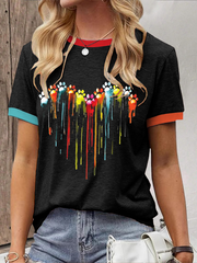 Women's Rainbow Heart Animal Paw Print T-Shirt