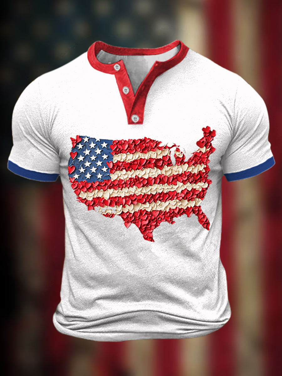 T-shirt homme « Coup de pinceau en forme de cœur » pour le 4 juillet