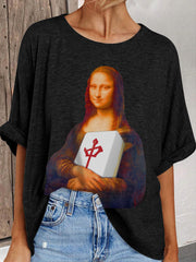 Women's Funny Mona Lisa Mahjong T-Shirt