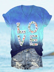 Women's Love Mahjong V-neck T-shirt