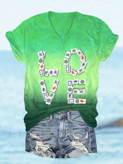 Women's Love Mahjong V-neck T-shirt