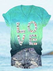 Women's Love Mahjong V-neck T-shirt