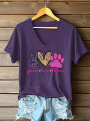 Women's Peace Love Rescue Printed T-shirt