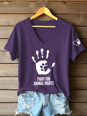Women's Fight For Animal Rights Printed T-Shirt