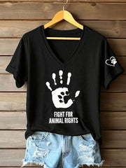 Women's Fight For Animal Rights Printed T-Shirt