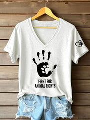 Women's Fight For Animal Rights Printed T-Shirt