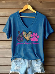 Women's Peace Love Rescue Printed T-shirt