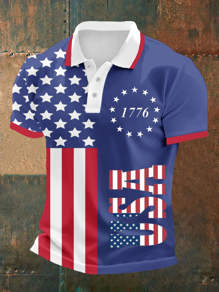 Men's 1776 USA Flag Independence Day Short Sleeve Shirt