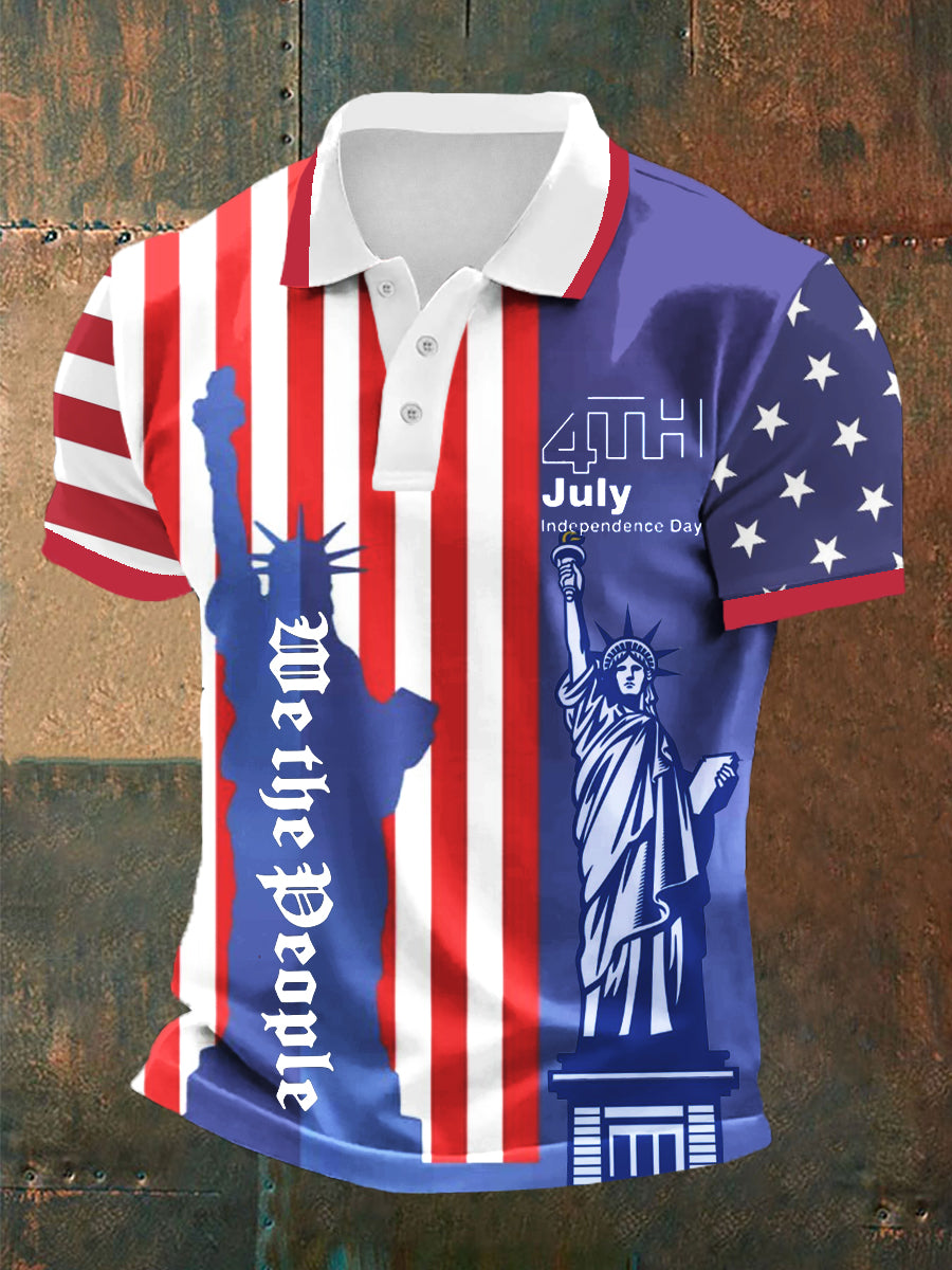 Men's 4th of July We The People Flag Short Sleeve Shirt