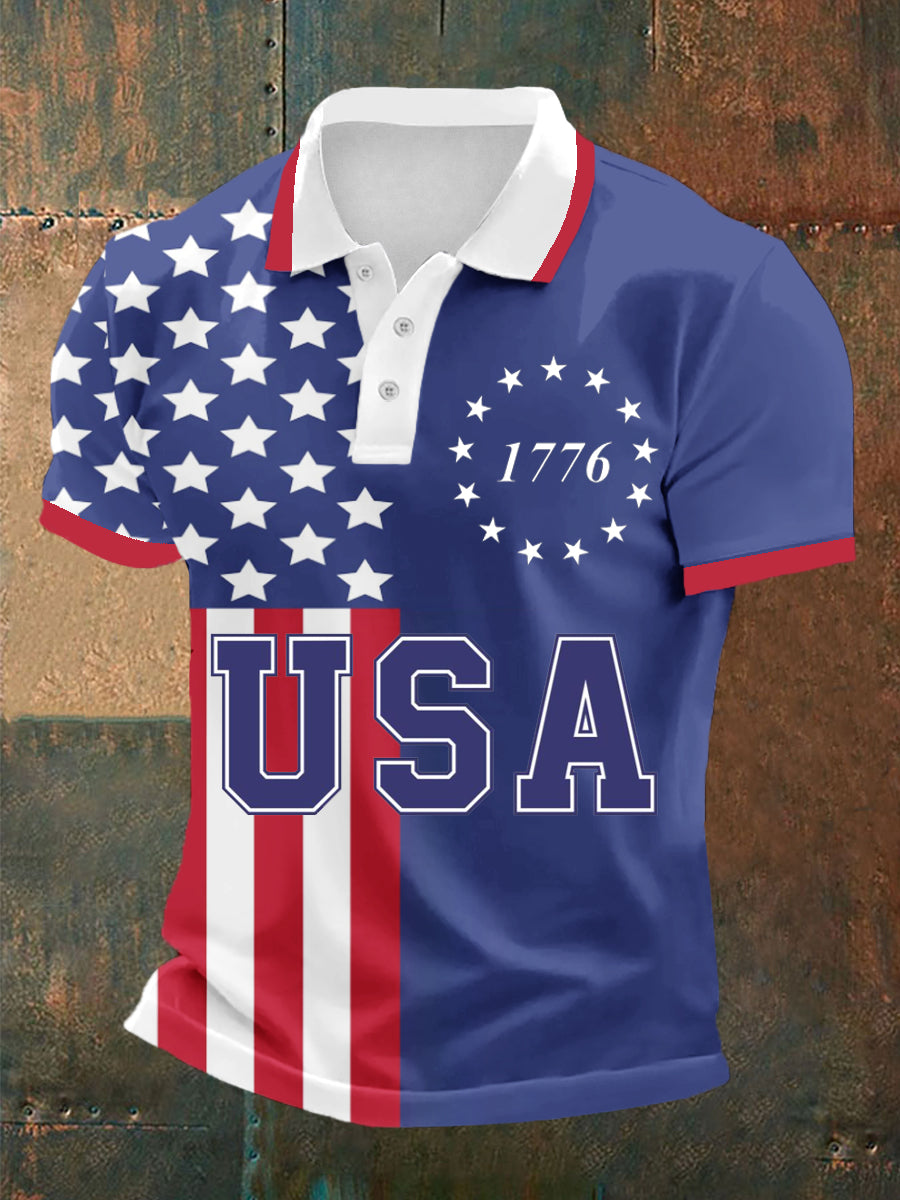 Men's 1776 USA Flag Independence Day Short Sleeve Shirt