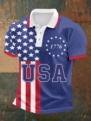 Men's 1776 USA Flag Independence Day Short Sleeve Shirt