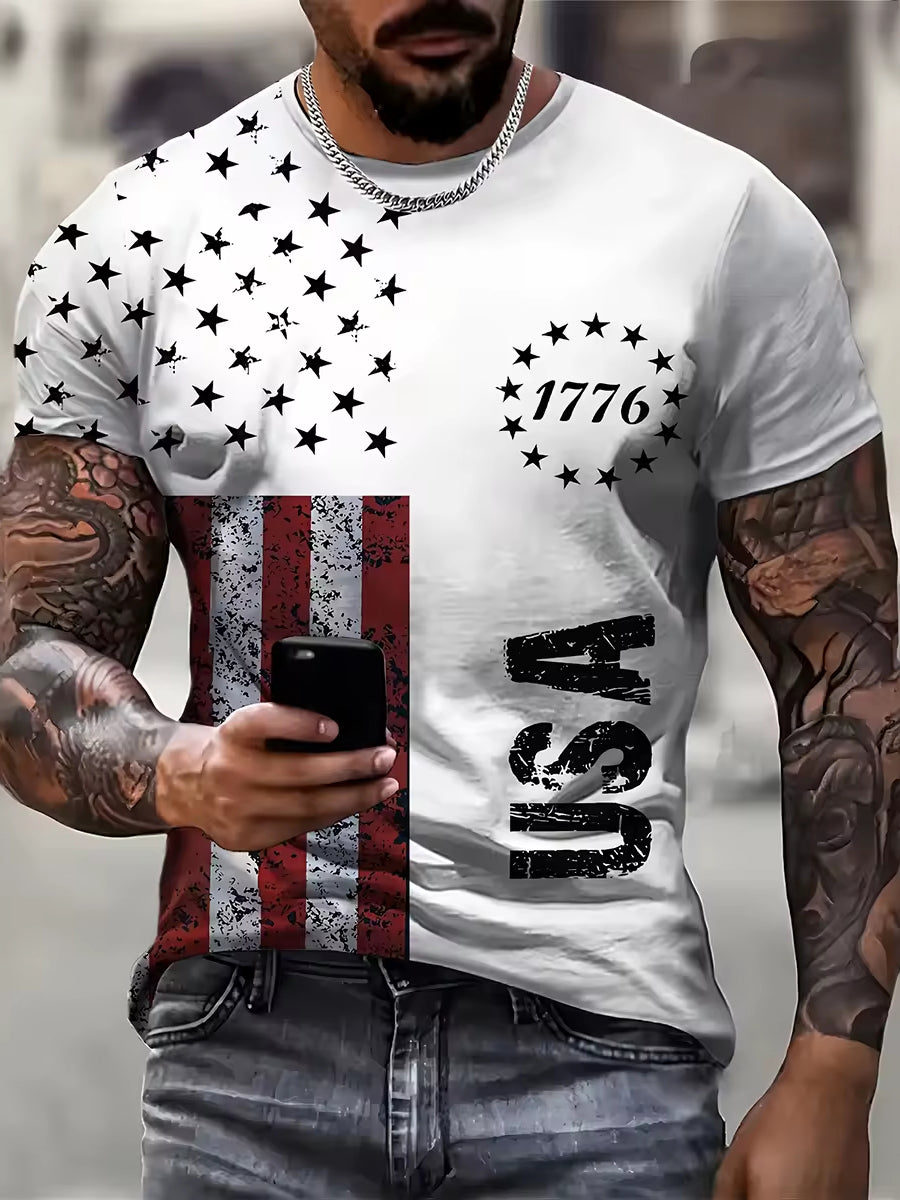 Men's 1776 USA Flag Independence Day Short Sleeve Shirt
