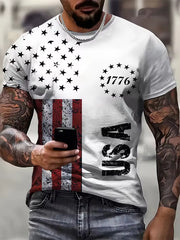 Men's 1776 USA Flag Independence Day Short Sleeve Shirt