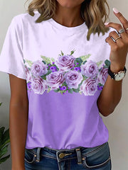 Women's Alzheimer's Disease Floral Print T-Shirt