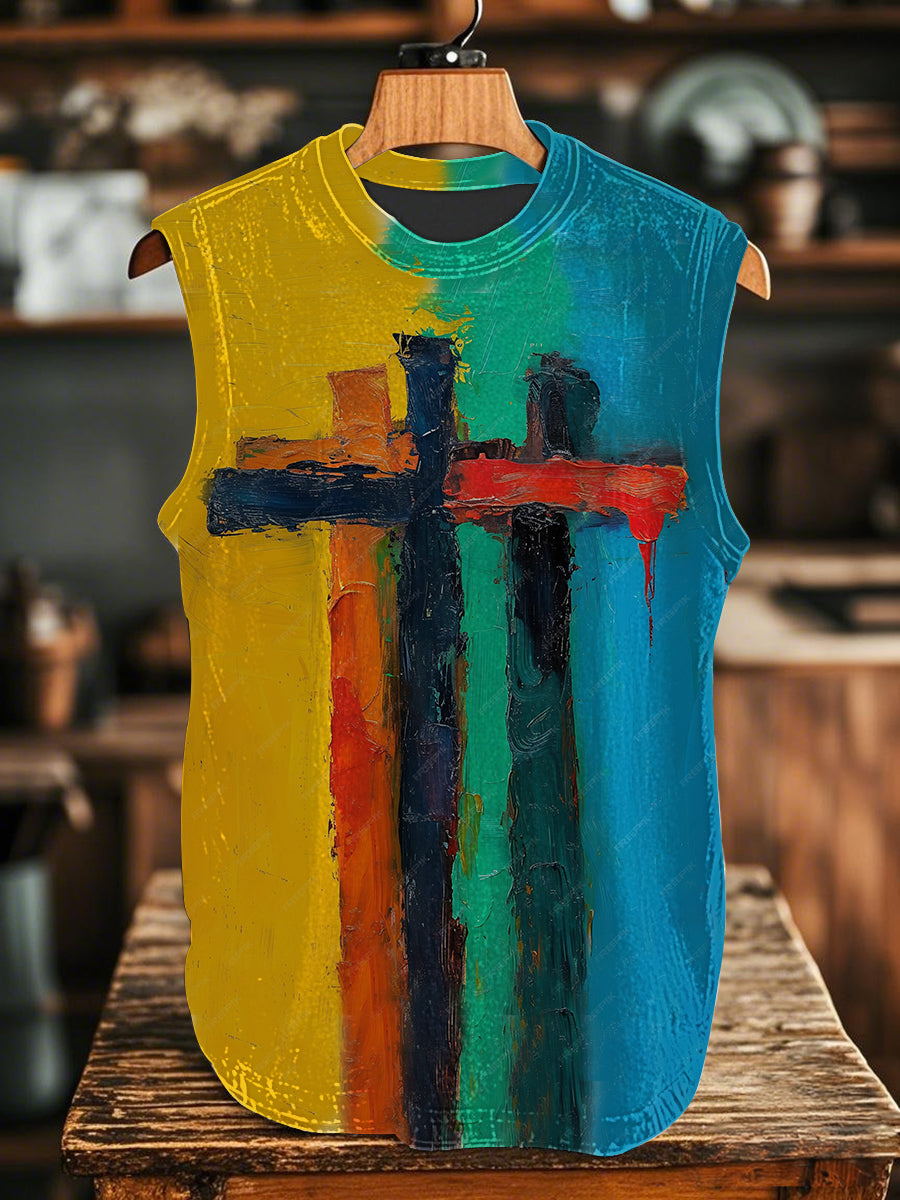 Unisex Oil Painting Faith Cross Vest