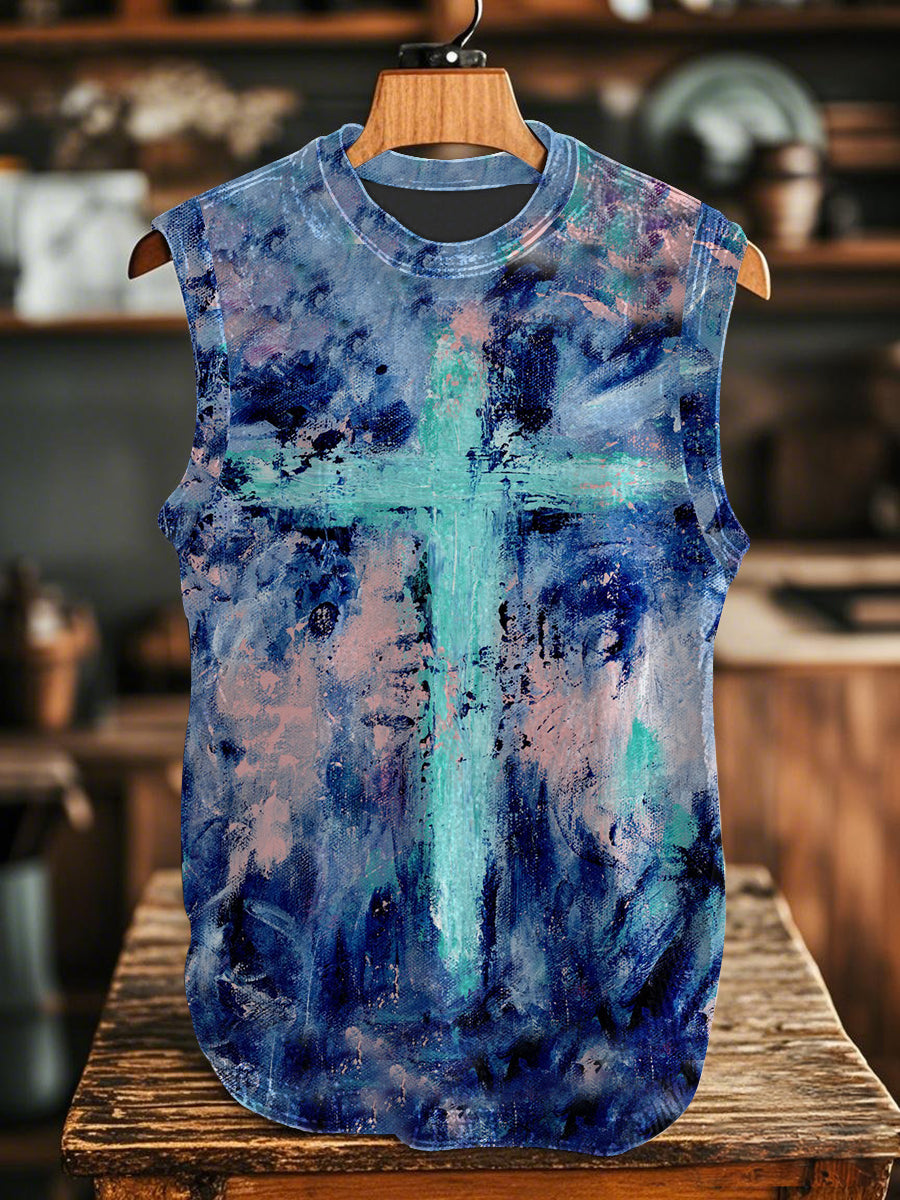 Unisex Oil Painting Faith Cross Vest