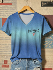 Women's Jesus Has My Back Print V-Neck T-Shirt