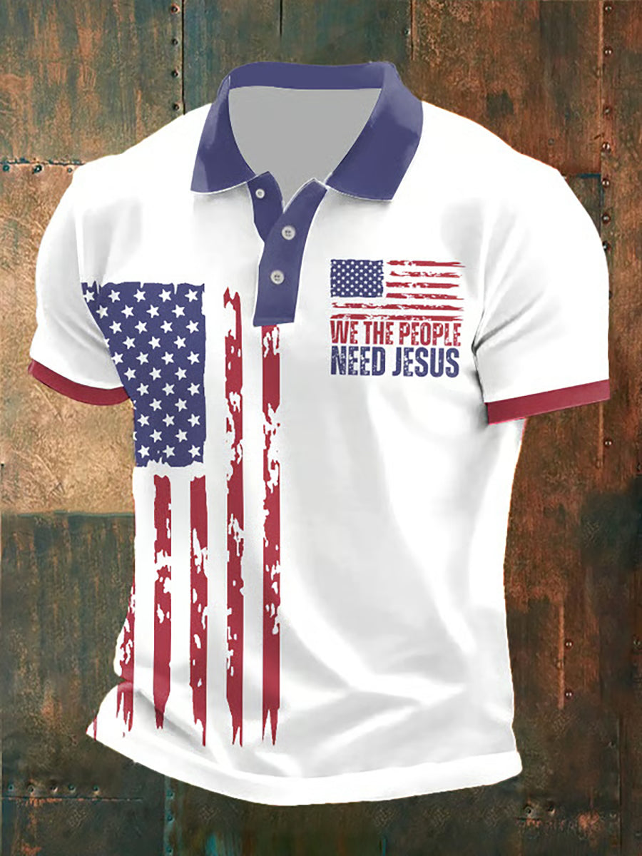 Men's We The People Need Jesus Printed Casual Top