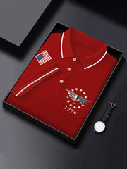 Men's Independence Day American Flag Bald Eagle Print Casual Top