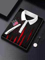 Men's 4th of July Flag Printed Casual Tops