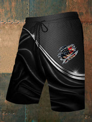Men's Independence Day American Flag Jet Planes Print Casual Shorts