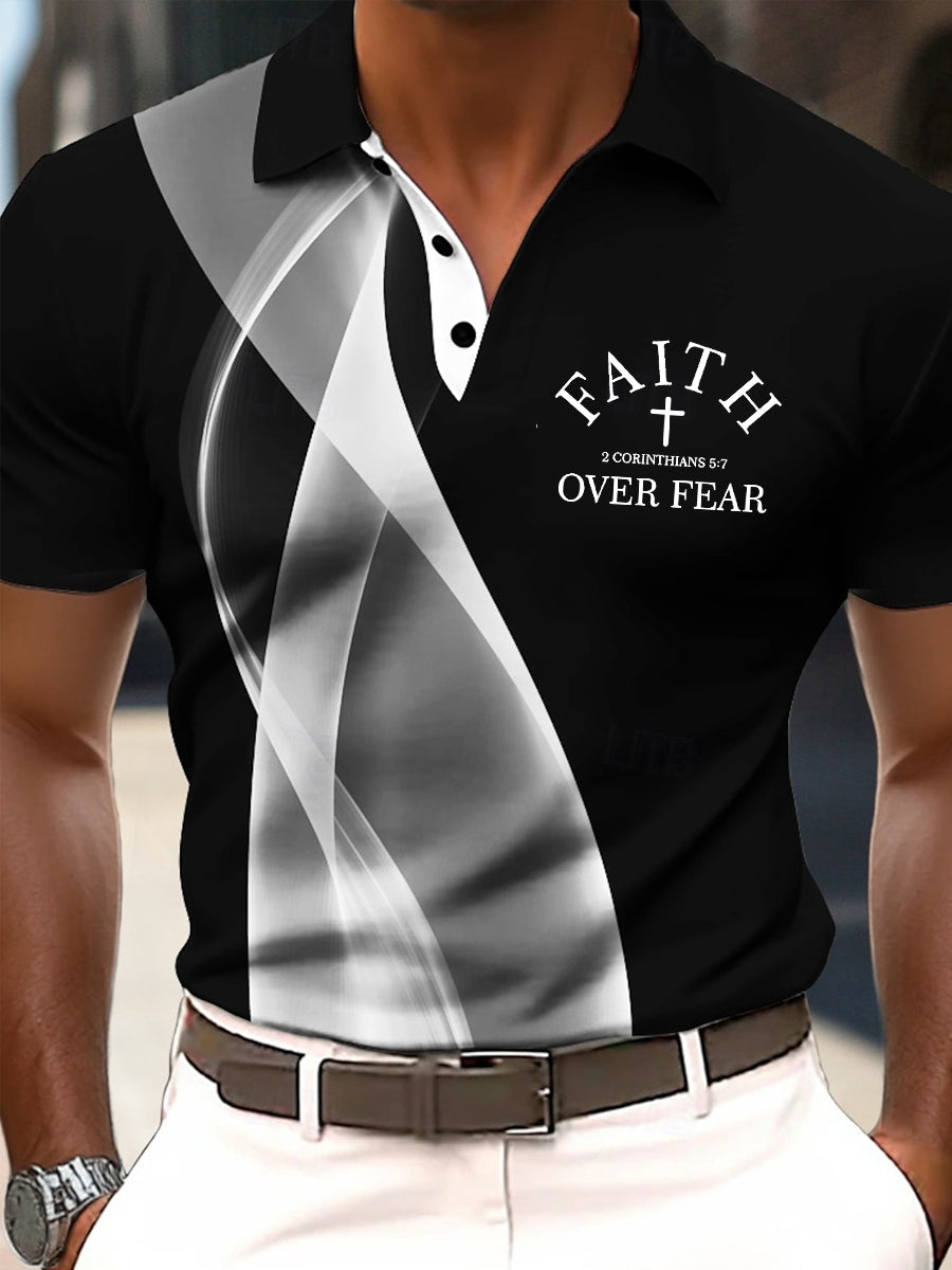 Men's Fear Over Fear Cross Printed Casual Short Sleeve Top