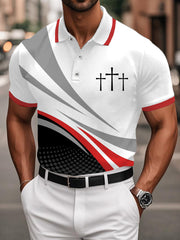 Men's Christian Cross Faith Geometric Print Casual Top